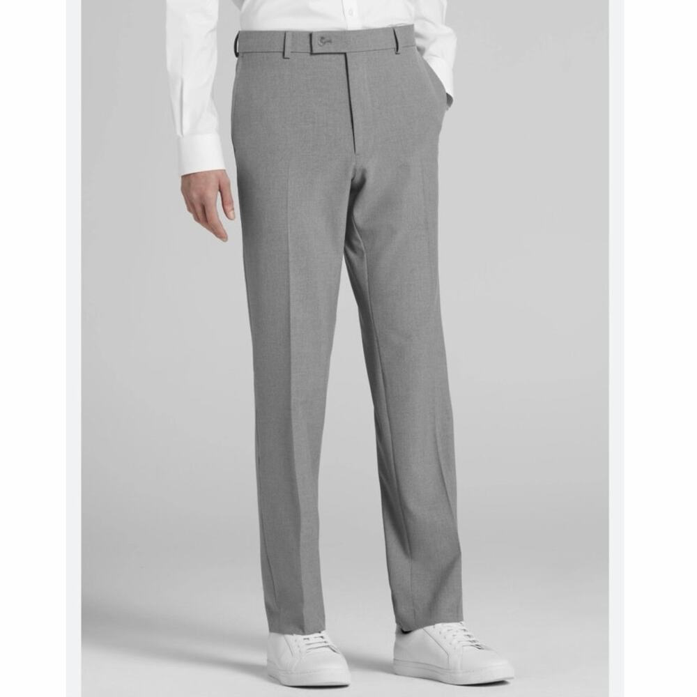 Egara Mens Gray Wool Dress Pants Size 36x32 Modern Fit Flat Front Slacks
